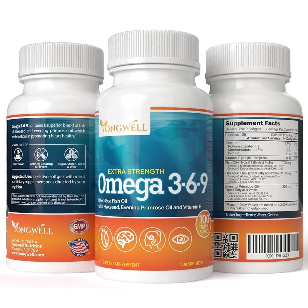 4 Bottles Extra Strength Omega 3-6-9 Fish Oil (200 Softgels) - Buy at New Green Nutrition