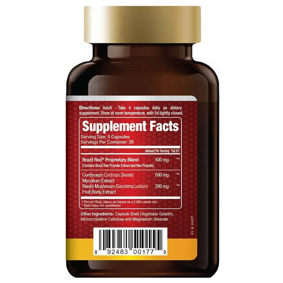 Brazil Red Bee Propolis with Reishi and Cordyceps, Immune Support (120 Veggie Capsules) - Buy at New Green Nutrition
