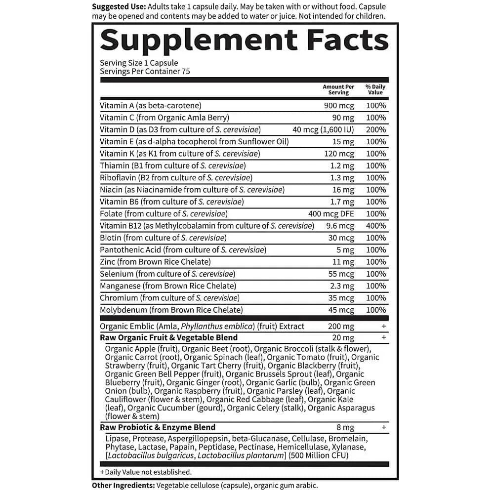 Garden of Life Vitamin Code Raw One, Once Daily Multivitamin, for Men (75 Veggie Caps) - Buy at New Green Nutrition