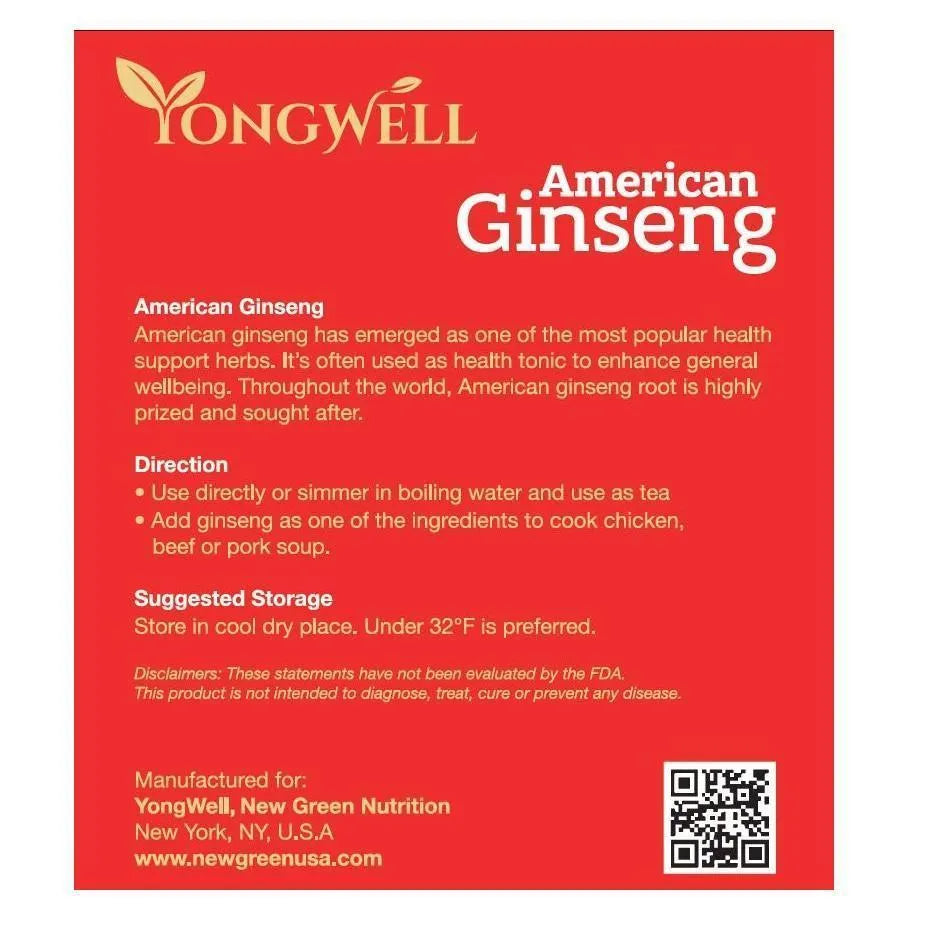 Hand-selected American Ginseng Root Medium Thin-Short Size (Gift Bag） - Buy at New Green Nutrition