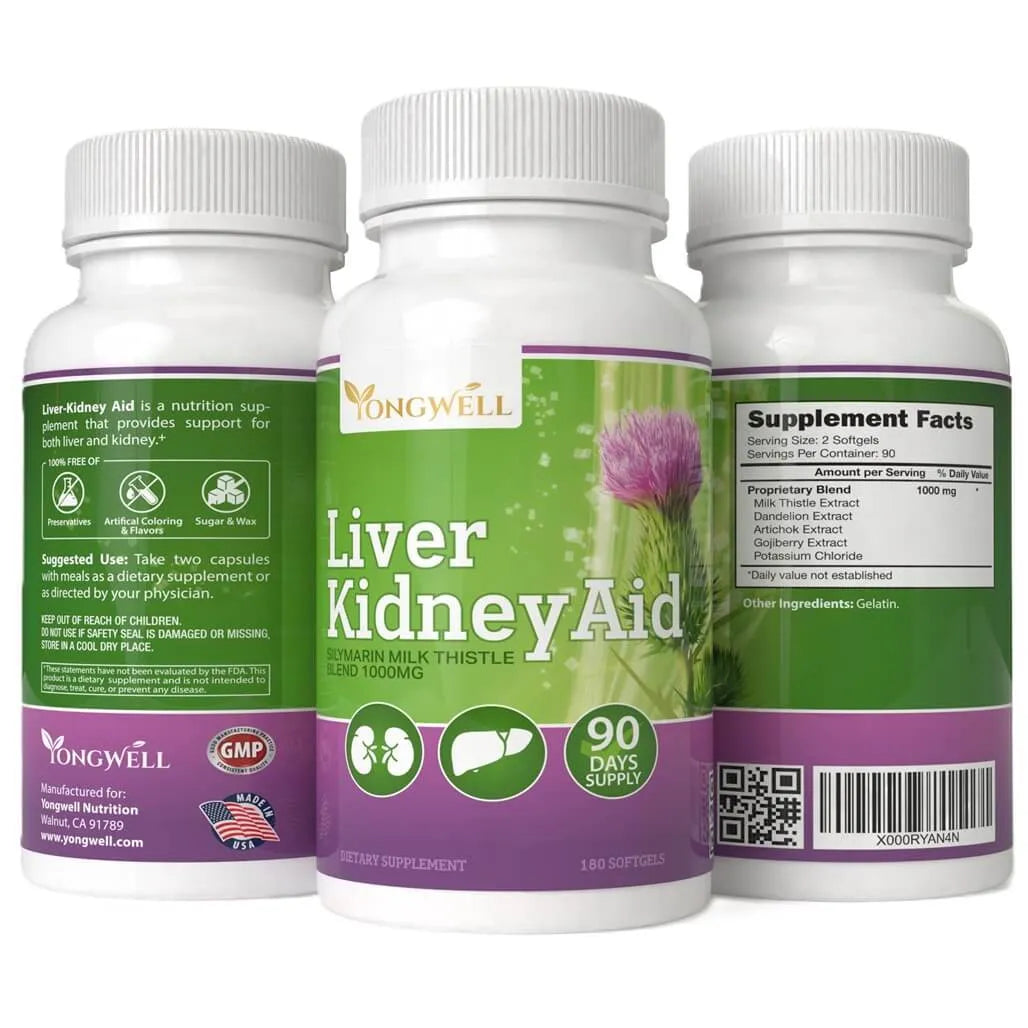 Liver Kidney Aid, Liver and Kidney Health Support (180 Softgels) - Buy at New Green Nutrition