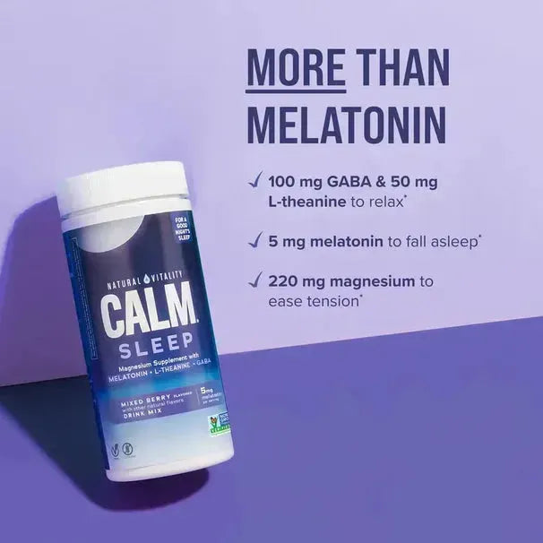 Natural Vitality Calm Sleep Magnesium Supplement with Melatonin, L-Theanine, Gaba (6 oz) - Buy at New Green Nutrition