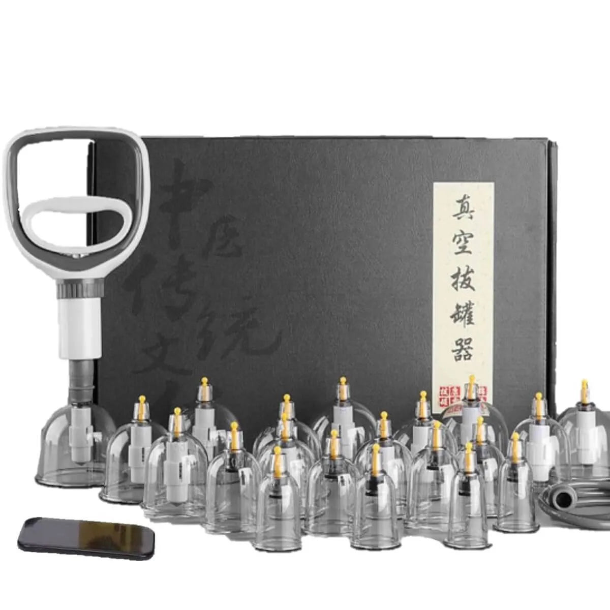 Professional Acupoint Cupping Set, 4th Generation Pump Gun & Cups (24 Cups) - Buy at New Green Nutrition