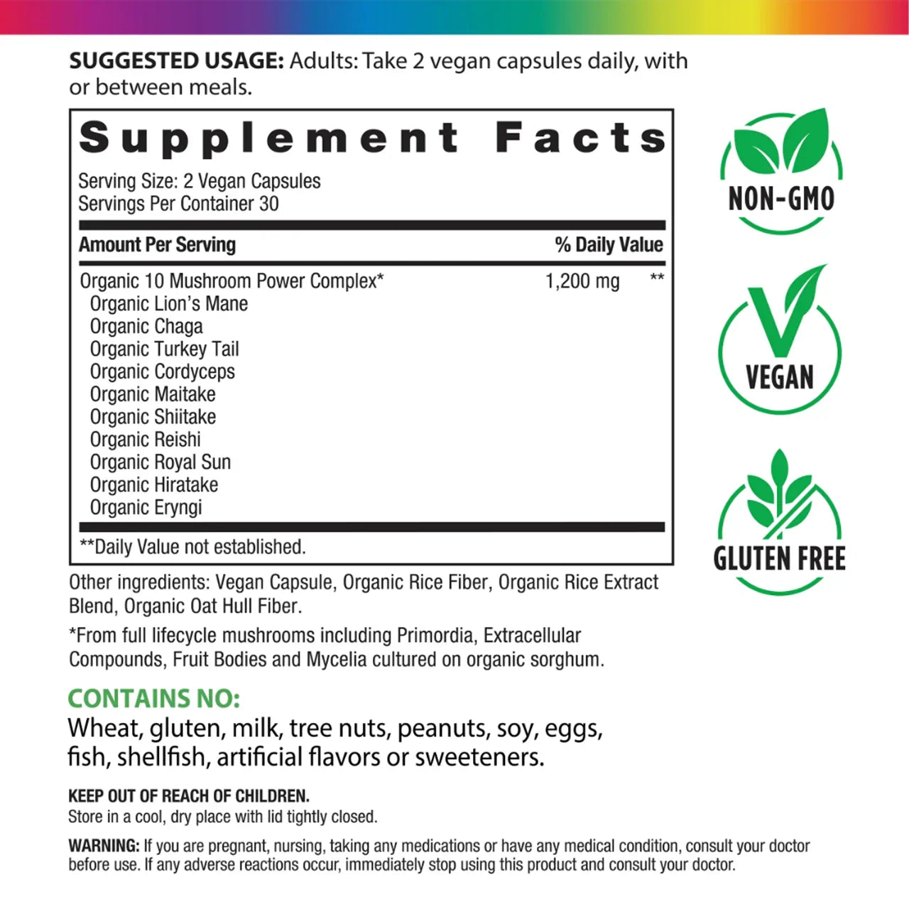 Rainbow Light 10 Mushroom Power Complex (60 Vegan Capsules) - Buy at New Green Nutrition