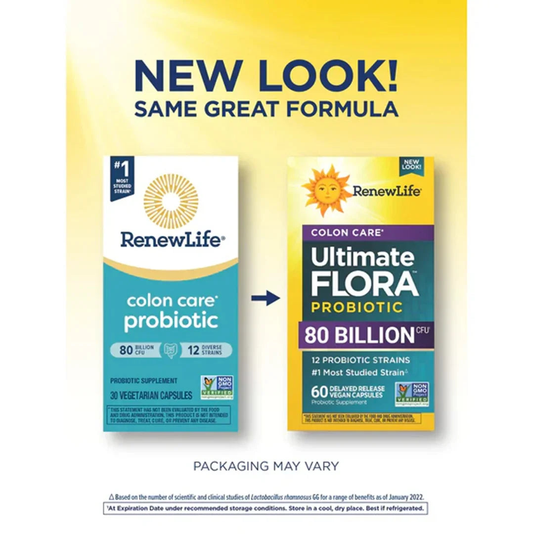 Renew Life Ultimate Flora Colon Care 80 Billion (60 Delayed Release Vegan Capsules) - Buy at New Green Nutrition