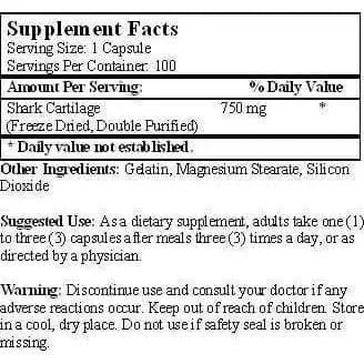Shark Cartilage Super II 750mg (100 Capsules) - 2 Bottles - Buy at New Green Nutrition